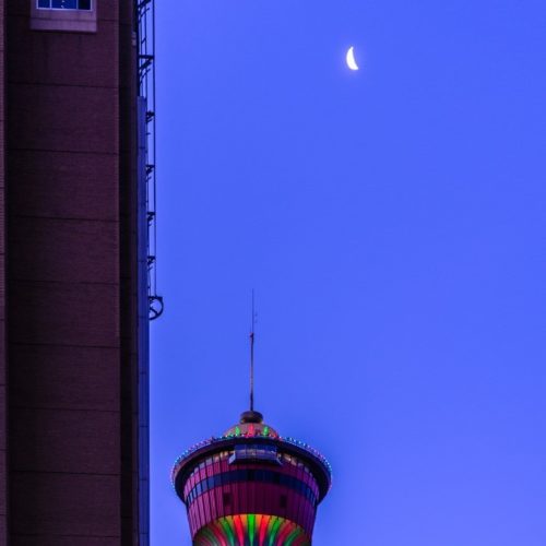 Calgary Tower & Moon Alberta Canada